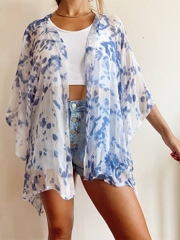 Blue Clouds Silk Kimono for wholesale by Explore Designs By Emelia Prince Ruyle