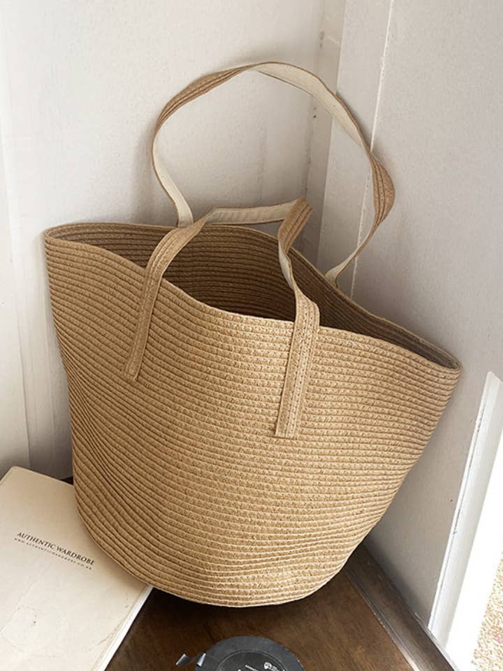 Cute Large Bucket Woven Bag DPWB15 for wholesale by Dipped Shop