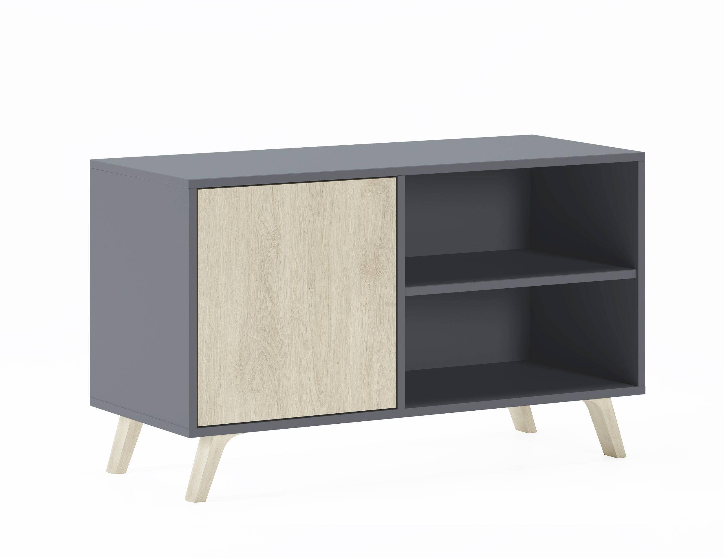 REMOVED BRAND - Vente Console - Meuble TV 100 avec porte gauche, salon, modèle WIND, couleur de structure gris anthracite, couleur de porte Puccini, dimensions 95x40x57 cm de hauteur.0
