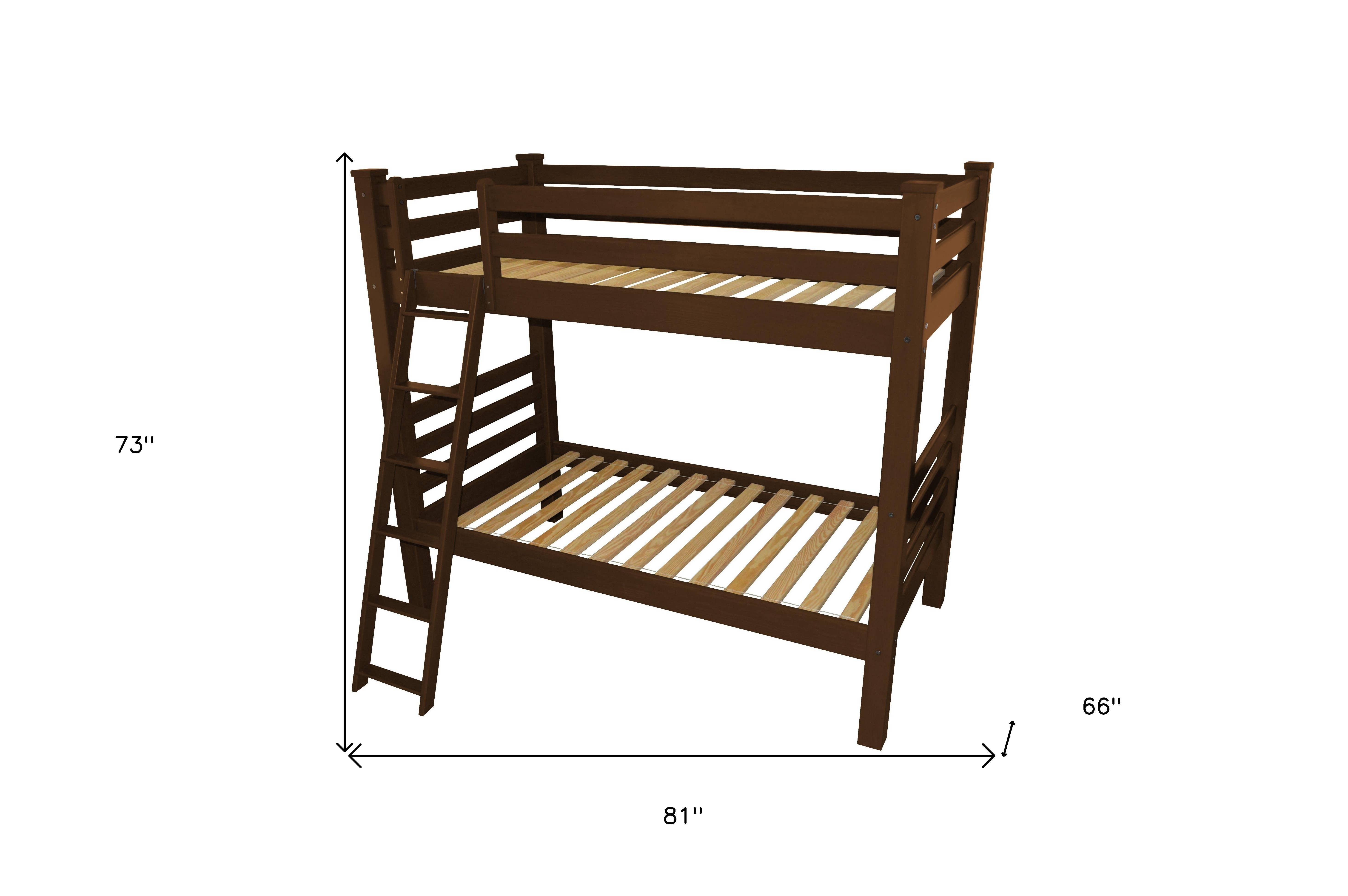 HomeRoots - Wholesale Bed - Red Twin Over Twin Solid Wood Bunk Bed2