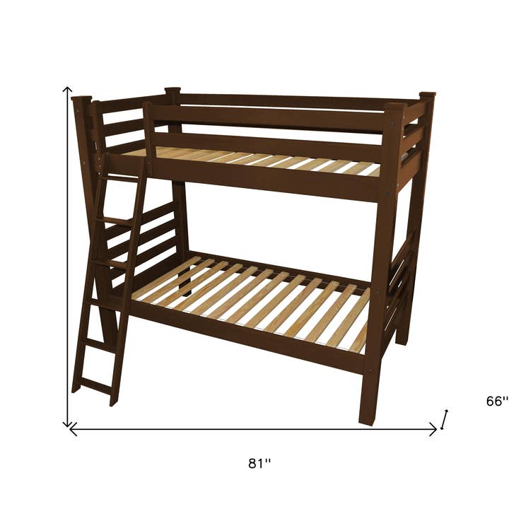 HomeRoots - Wholesale Bed - Red Twin Over Twin Solid Wood Bunk Bed2