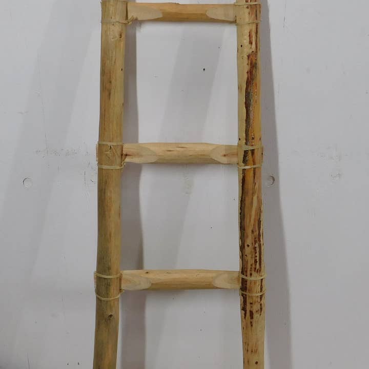 My Amigos Imports - Wholesale Free Standing Shelf - Great Buy-#6-Blanket Wood Kiva Ladder-Farmhouse-4ft-Rustic5