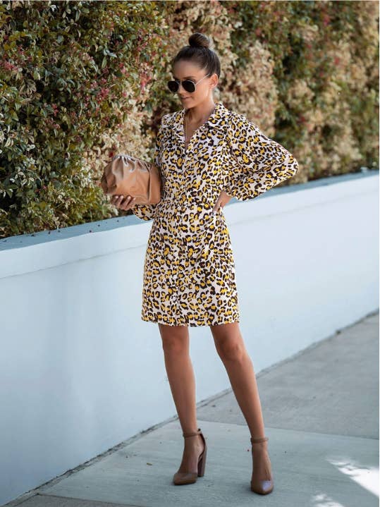 G11-DR43013C Leopard Print Button Down Shirt Dress for wholesale by ePretty