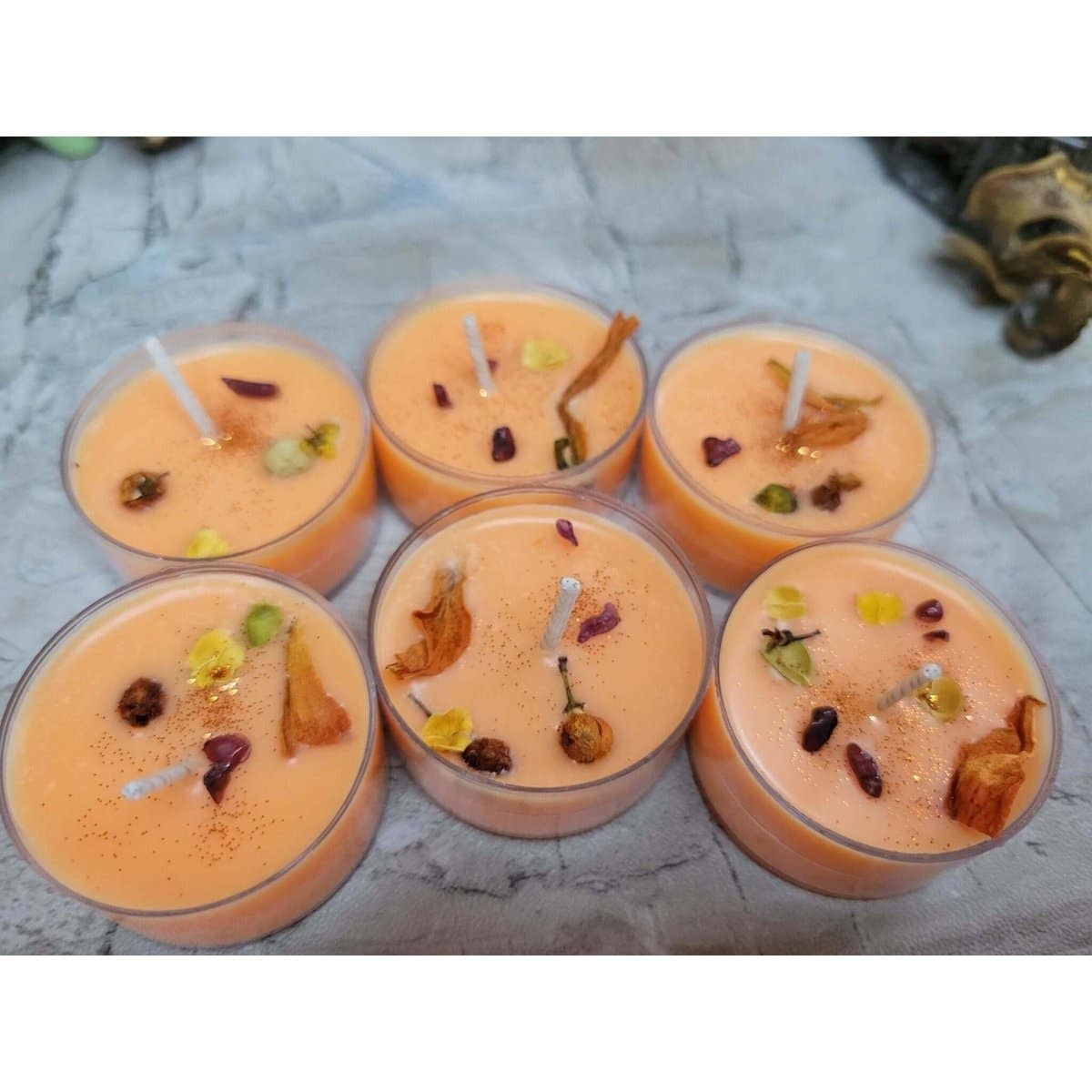 My Magic Place Shop - Wholesale Tea Light Candles - Soy Candles 6 Pack  with Herbs and Crystals3