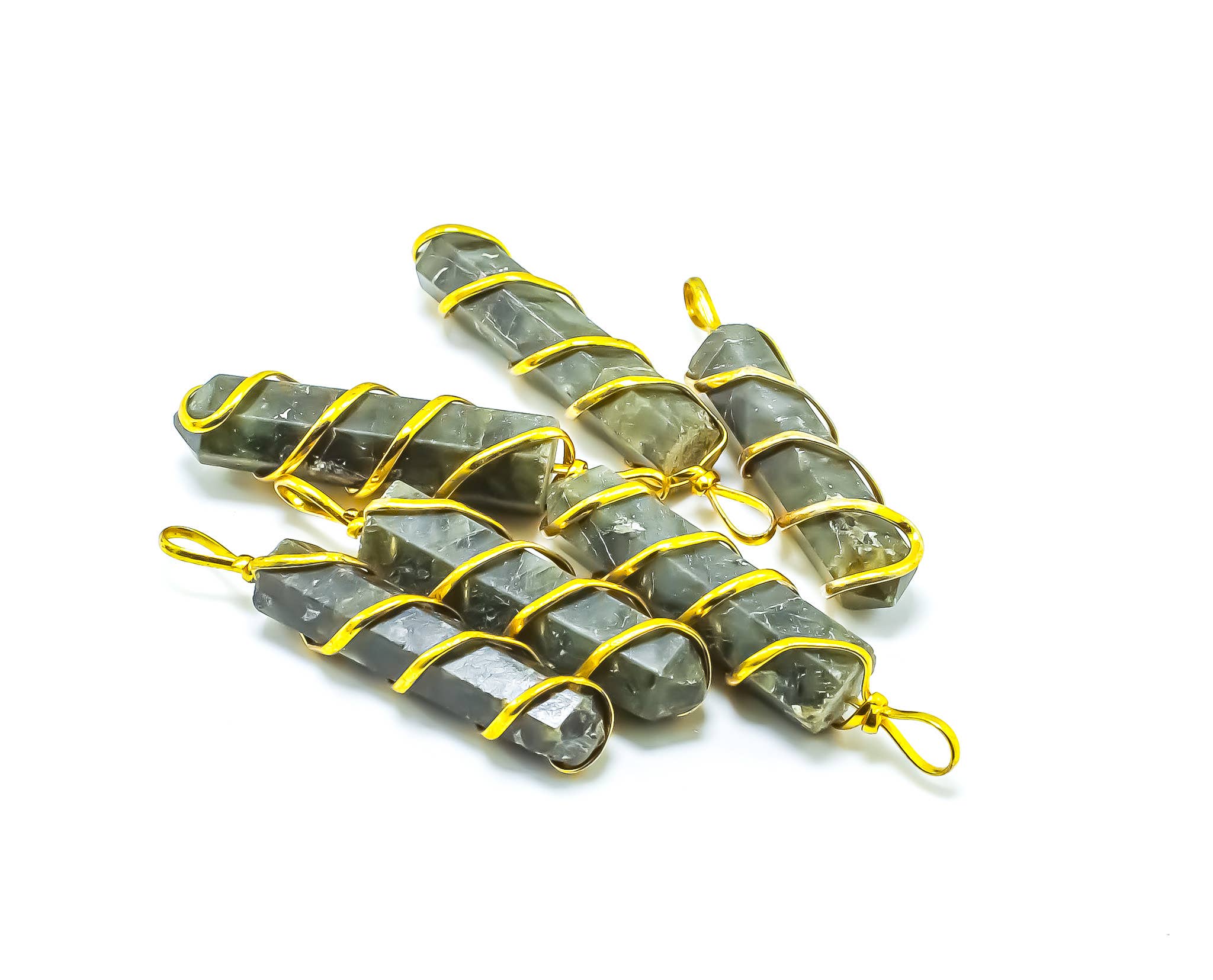Quasar Gems USA - Wholesale Pendant/Charm Necklace - Gemstone Gold Wire Wrapped Pendant Necklace5