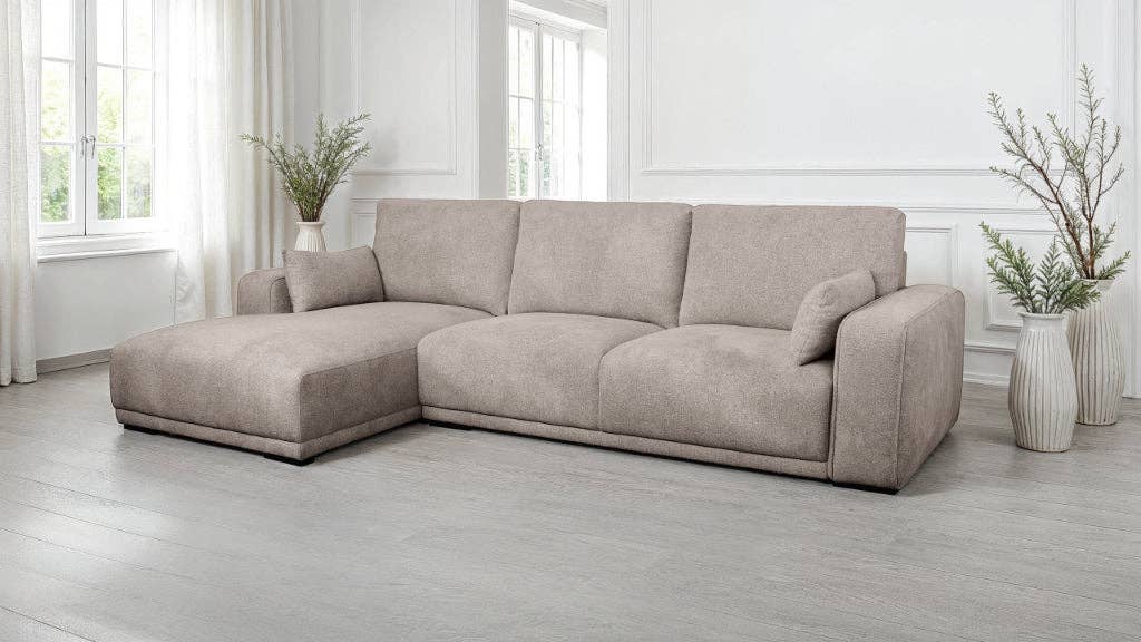 Furnhouse – Großhandel Sofas – L-Form Sofa California links, cremefarbener Stoff1