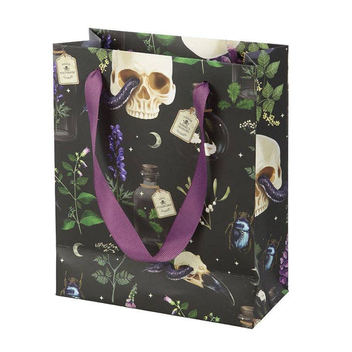 Something Different Wholesale – wholesale Gift bag – 23cm Medium Venom & Vines Gothic Skull Print Gift Bag3