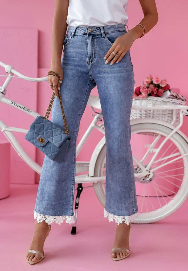 Light Blue 2025 NEW European HighWaisted Flare Jeans Chic Flared  Fresh for wholesale on Faire7