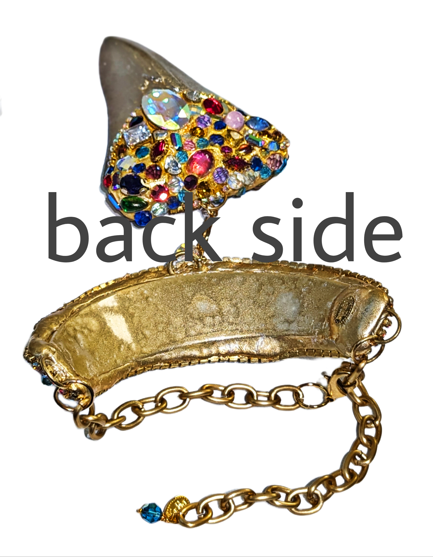 Gay Isber Designs - Wholesale Pendant/Charm Necklace - Shark Tooth Fossil Replica Chrome Plated Silver Gold Combo Swarovski Jewels Sugar Gay Isber8