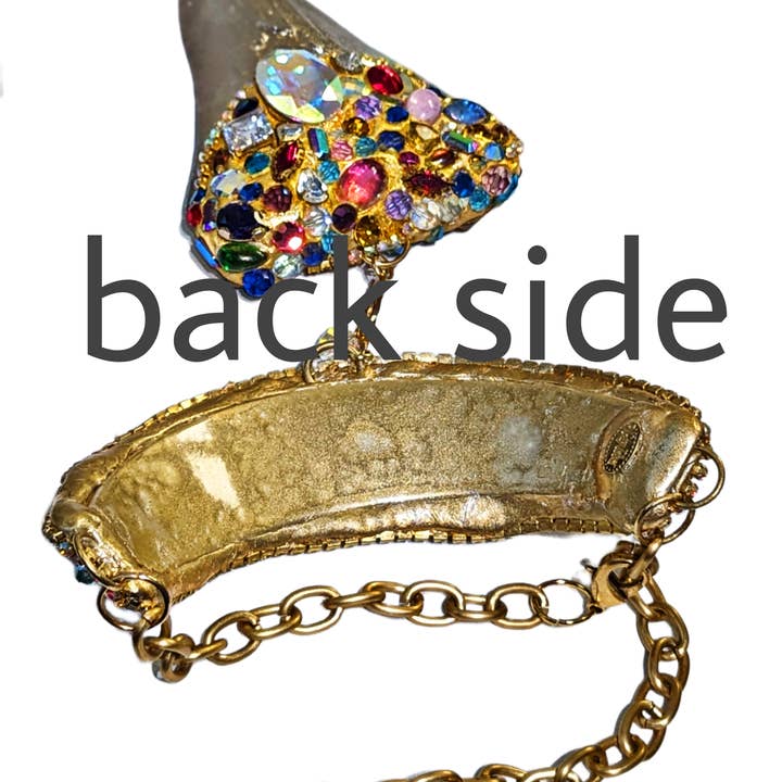 Gay Isber Designs - Wholesale Pendant/Charm Necklace - Shark Tooth Fossil Replica Chrome Plated Silver Gold Combo Swarovski Jewels Sugar Gay Isber8