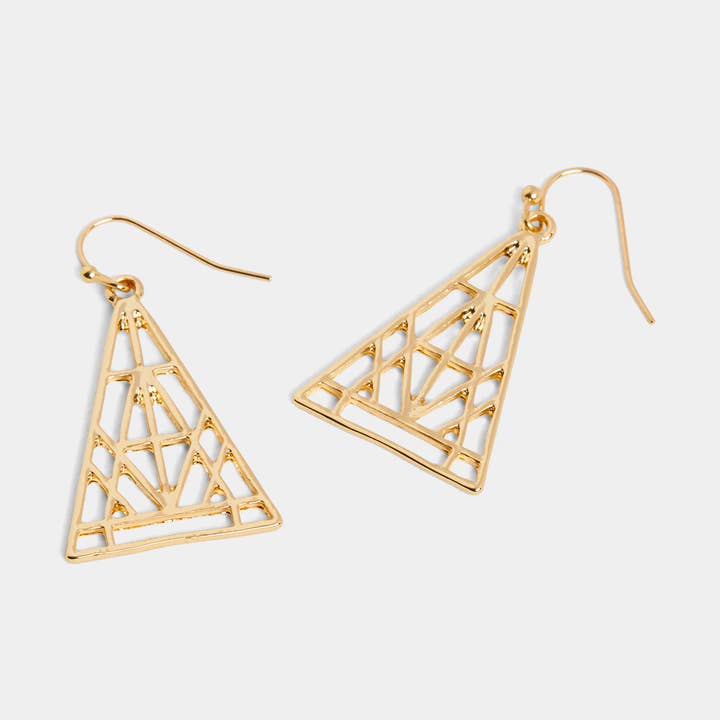 Geometric Triangle Drop Earring - Gold for wholesale by Whispers