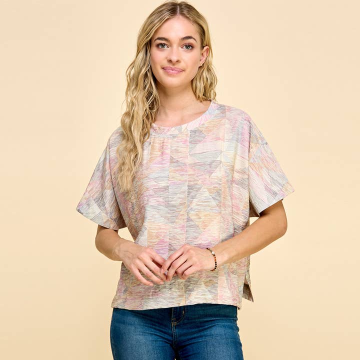 Boxy tee with Geometric Top for wholesale by Les Amis