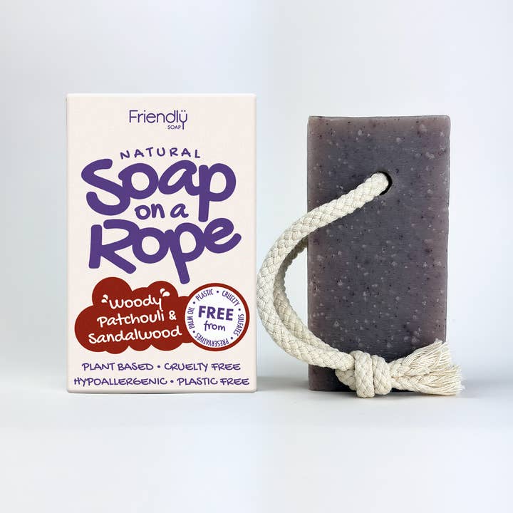 Friendly Soap - Wholesale Bar Soap - Patchouli & Sandalwood Natural Soap On A Rope Bar