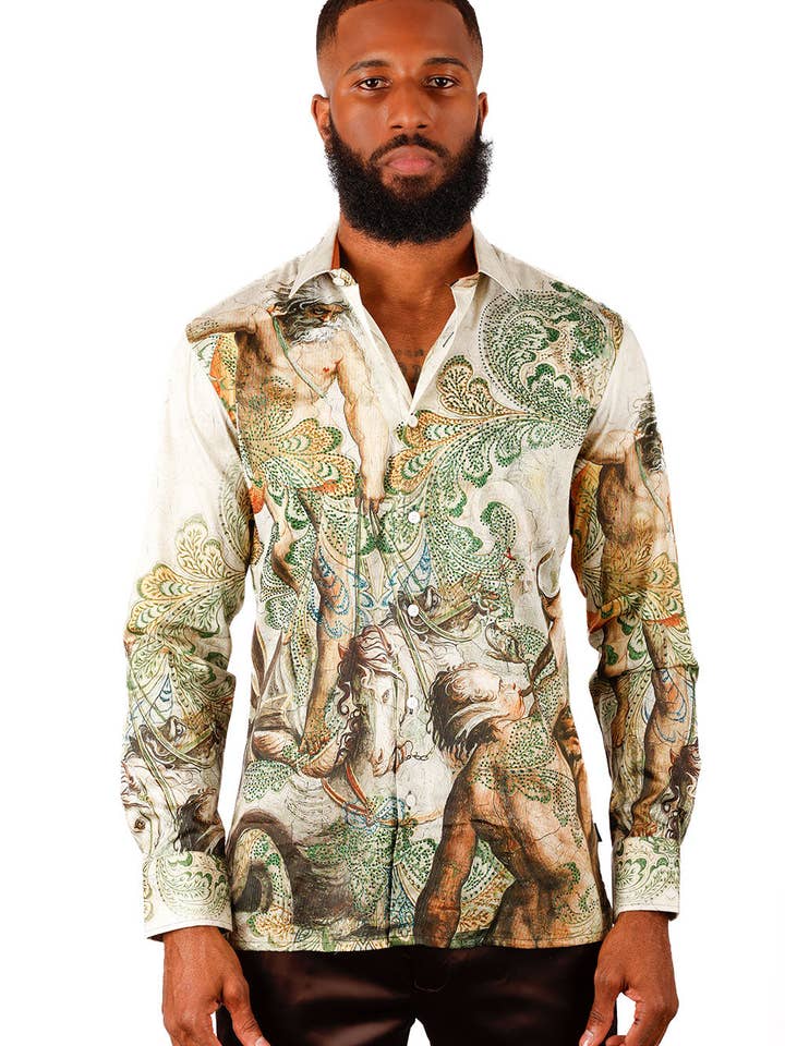 Men's Rhinestone God Floral Horse Shirts 3SPR429 for wholesale by BARABAS