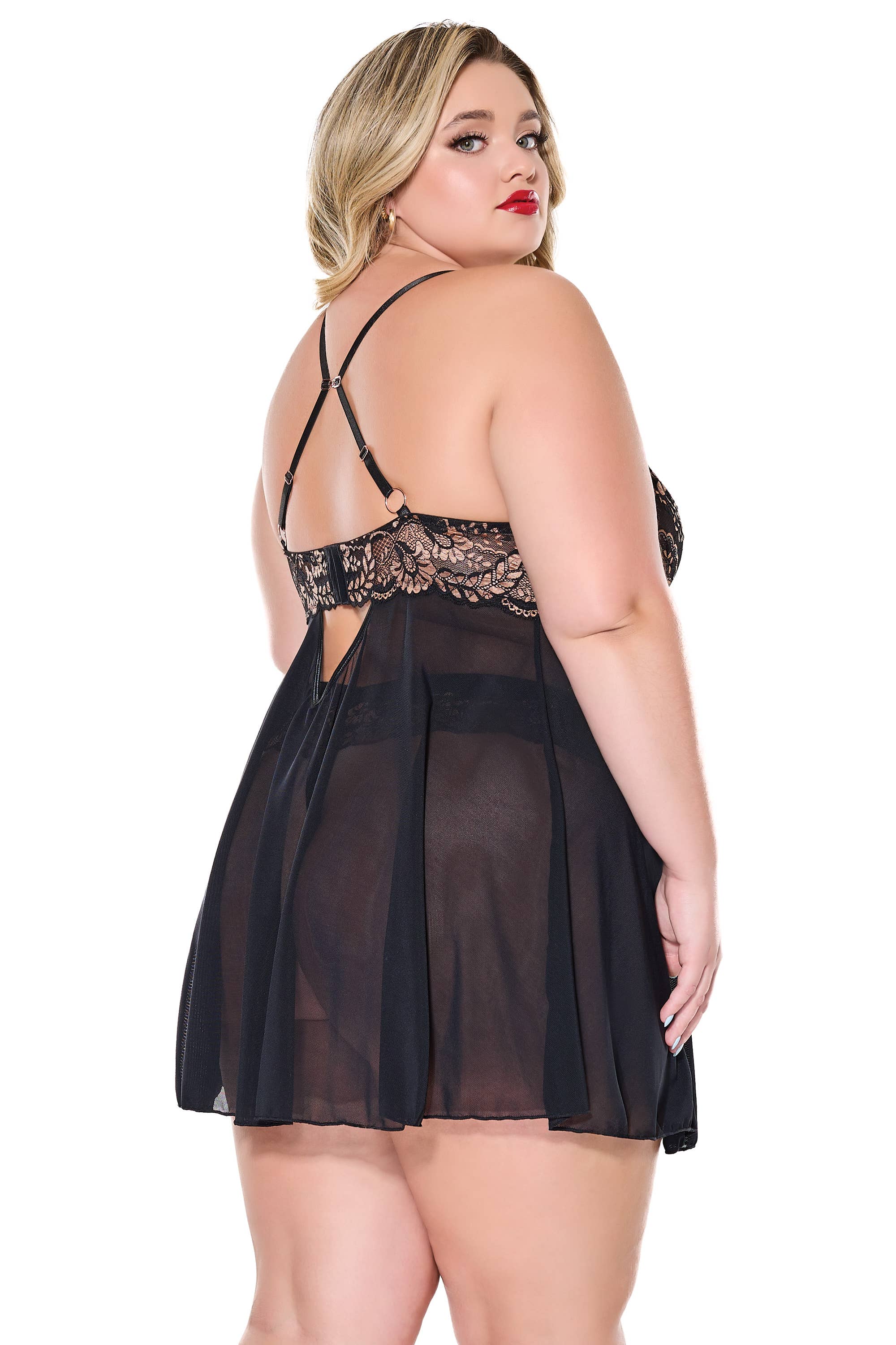 Coquette - Vendita all'ingrosso Completino intimo - Donna - 24302-Babydoll & Thong Nero 3