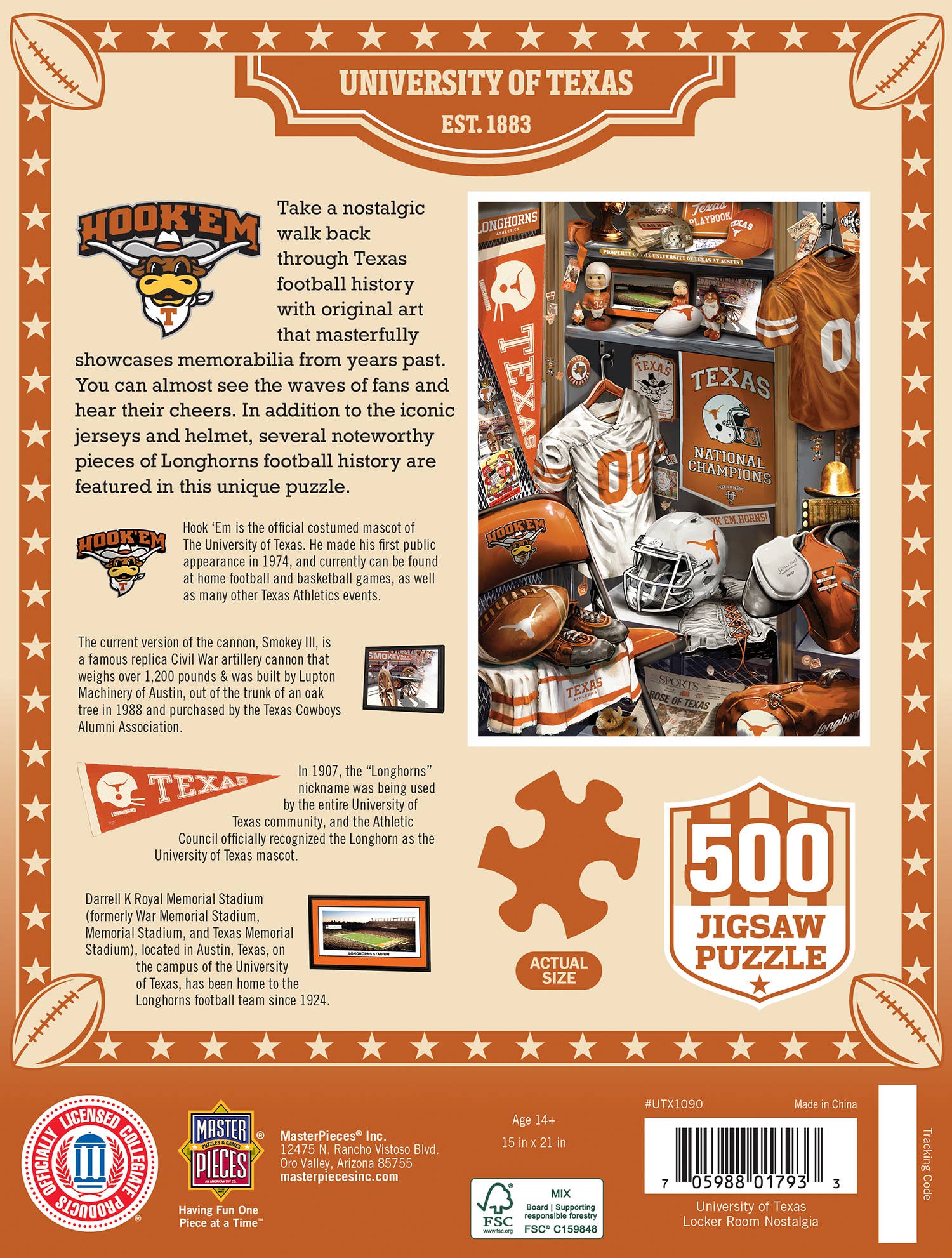 Masterpieces Puzzles - Wholesale Puzzle - Adult - Texas Longhorns - Locker Room 500 Piece Jigsaw Puzzle2