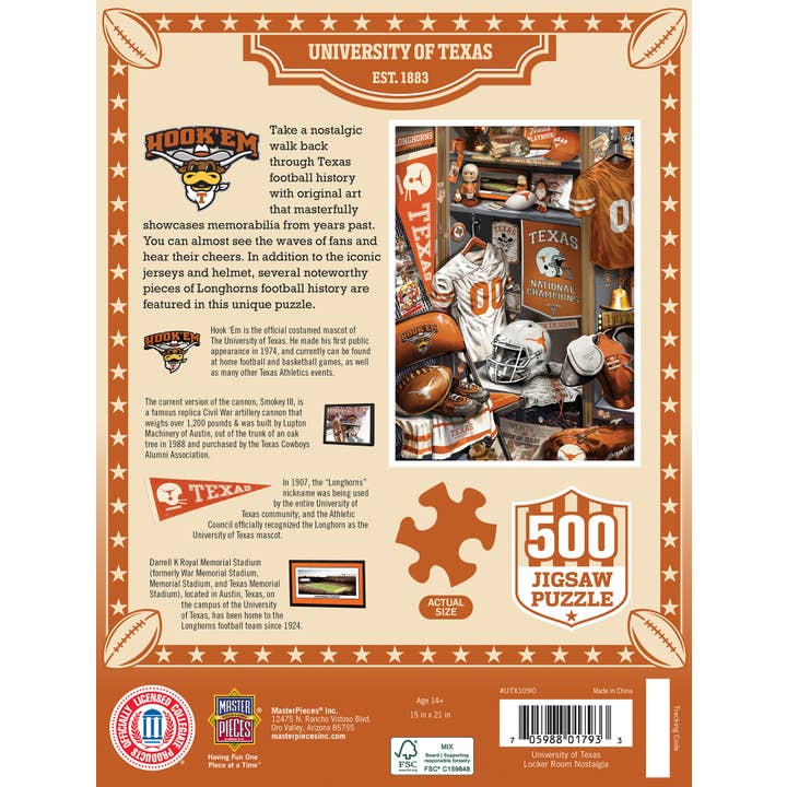 Masterpieces Puzzles - Wholesale Puzzle - Adult - Texas Longhorns - Locker Room 500 Piece Jigsaw Puzzle2
