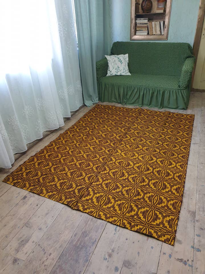 Uld håndvævet brun tæppe rumænsk tæppe Teppich. for engroshandel hos MADE WITH LOVE RO SRL