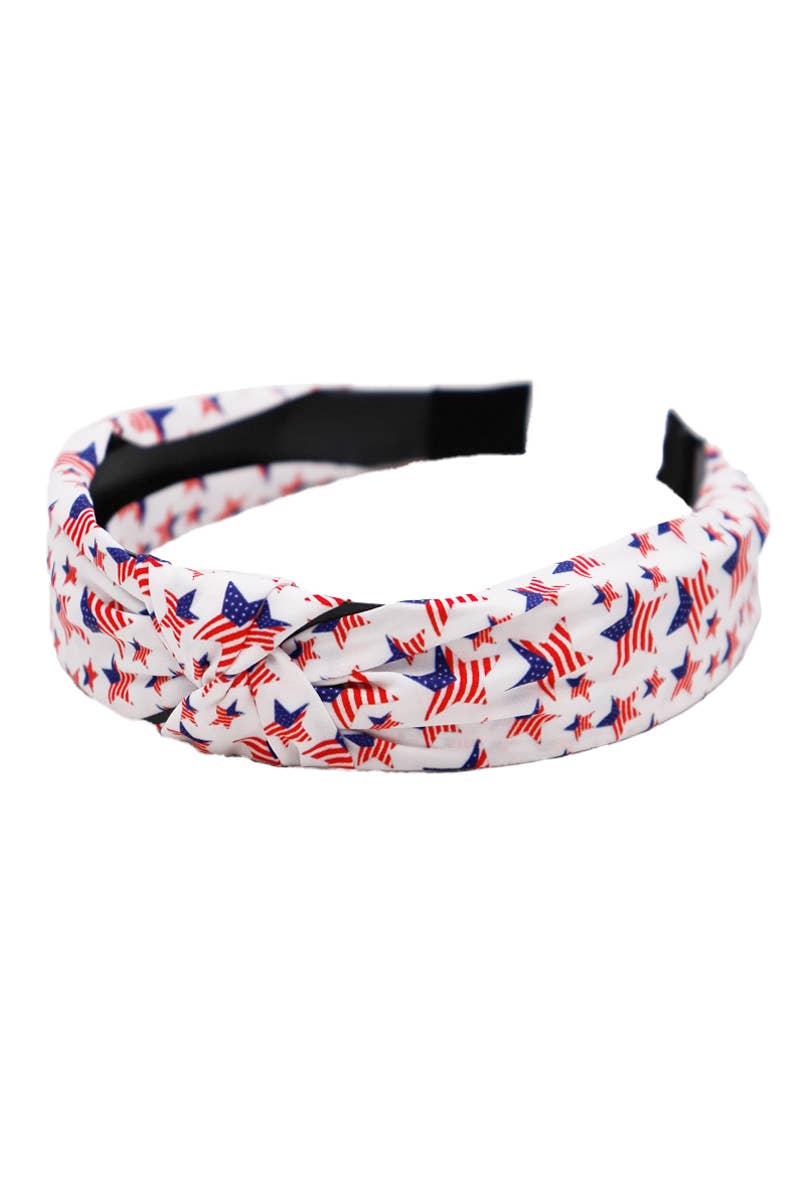 Cap Zone - Wholesale Fashion Headband - Women's - American Flag Twist Knotted Hard Shell Head Band5
