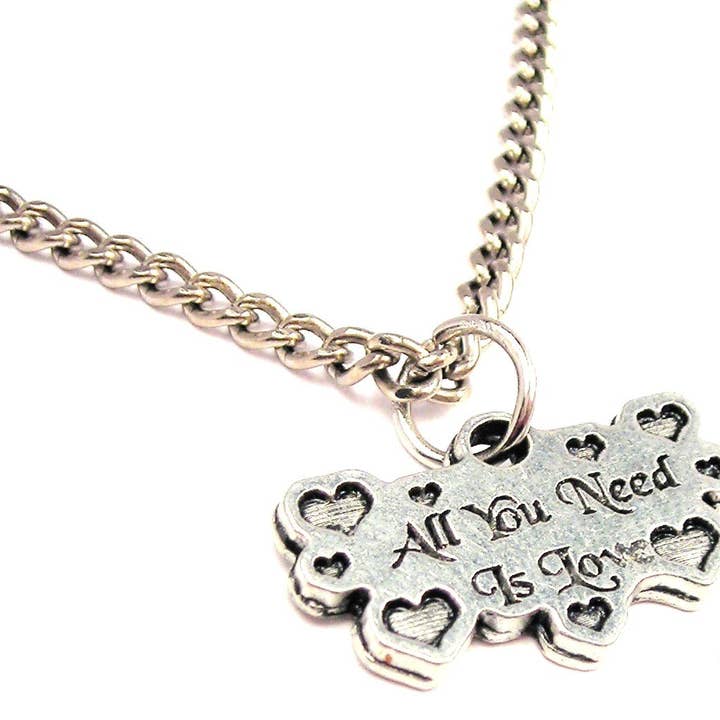 All You Need Is Love With Hearts Single Charm Necklace for wholesale by Chubby Chico Charms