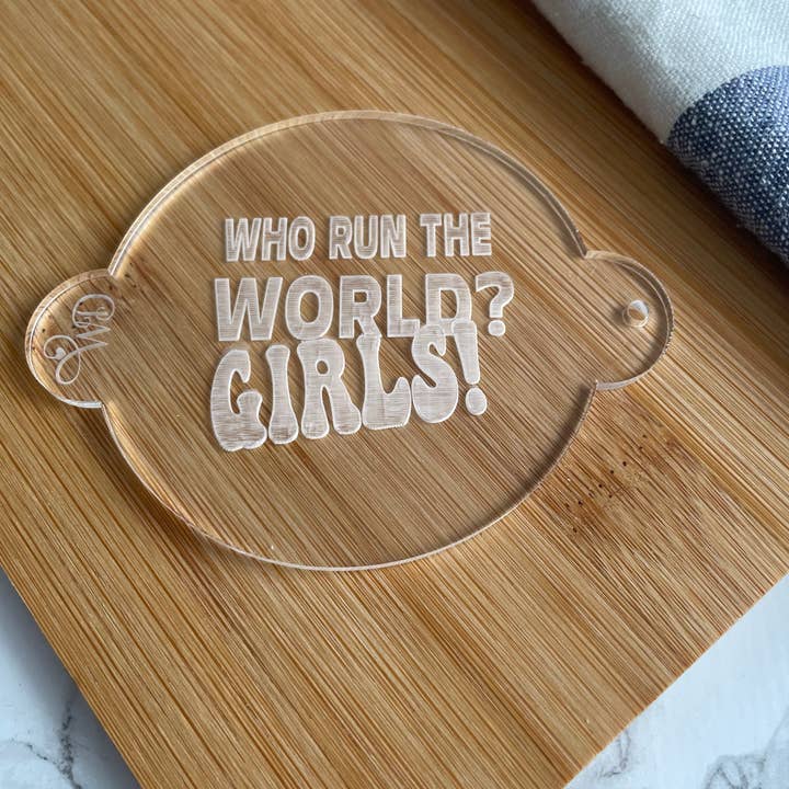 Who Run the World? Girls! Fondant Embosser Stamp. Galentine for wholesale by Welshcrafter Design