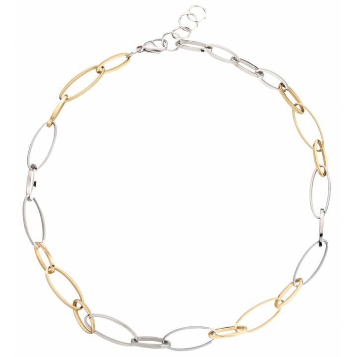 Traveller Necklace - Stainless steel 2-tone - 46+2cm for wholesale by Hollander Jewels B.V.