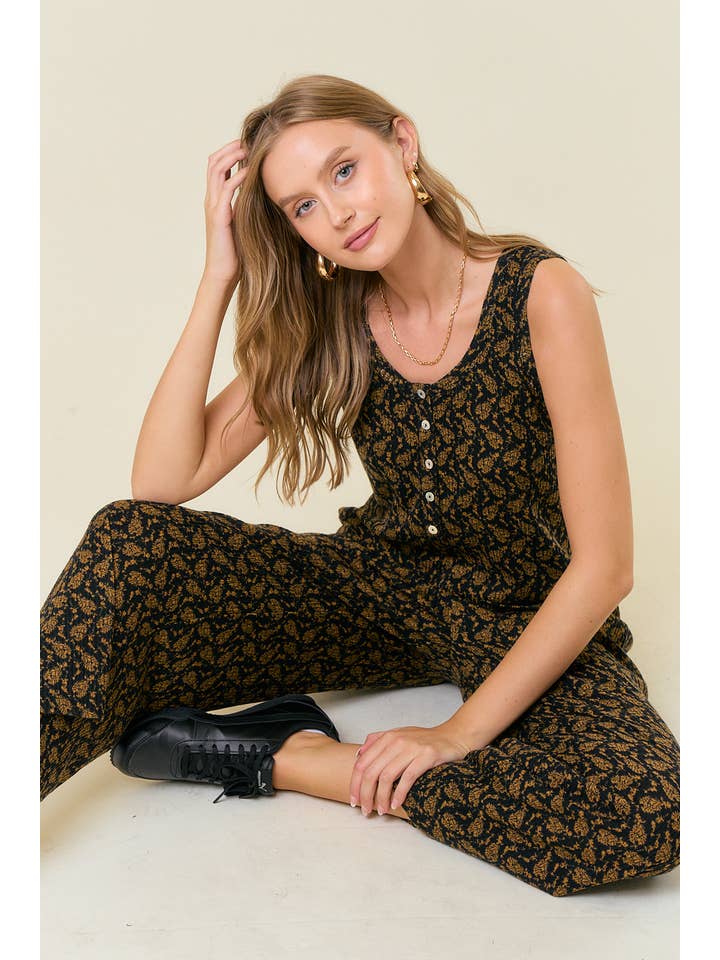 Doe and Rae - Wholesale Jumpsuit - Women's - FRONT BUTTON JUMPSUIT W/ POCKETS - 27018R-1