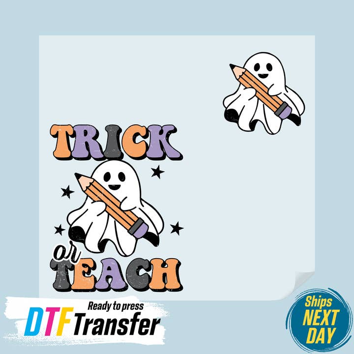 Teacher Halloween Front and Back DTF Transfer for wholesale by DTF Office
