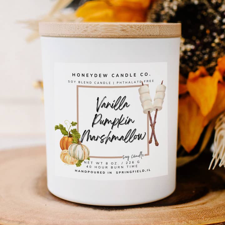 Honeydew Candle Co. - Wholesale Jar/Filled Candle - Vanilla Pumpkin Marshmallow 8 oz Candle0