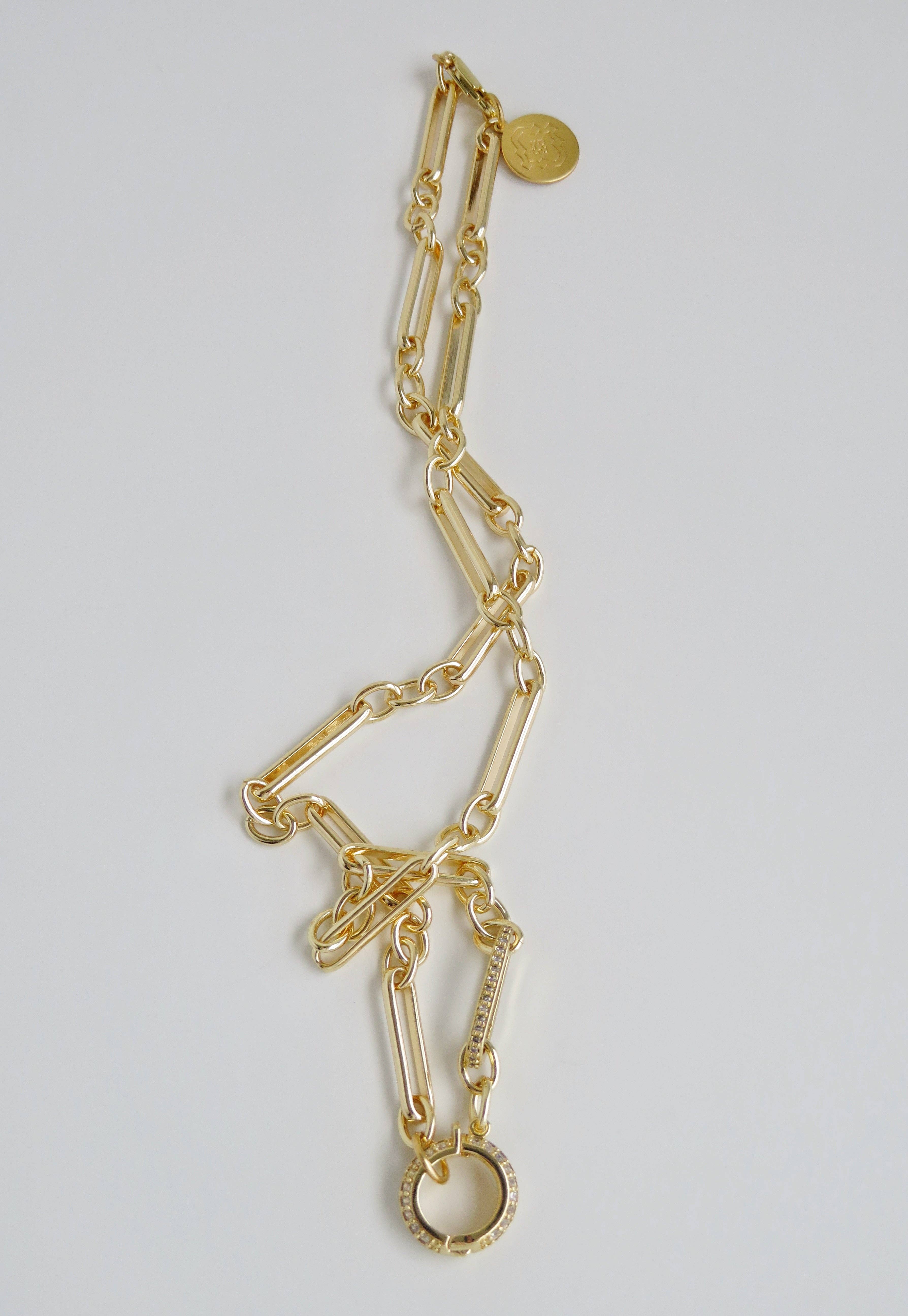 Boutique Suarez Co. - Wholesale Pendant/Charm Necklace - 18" Diamond Figaro Charm Holder Necklace - Clicker Clasp - add charms7