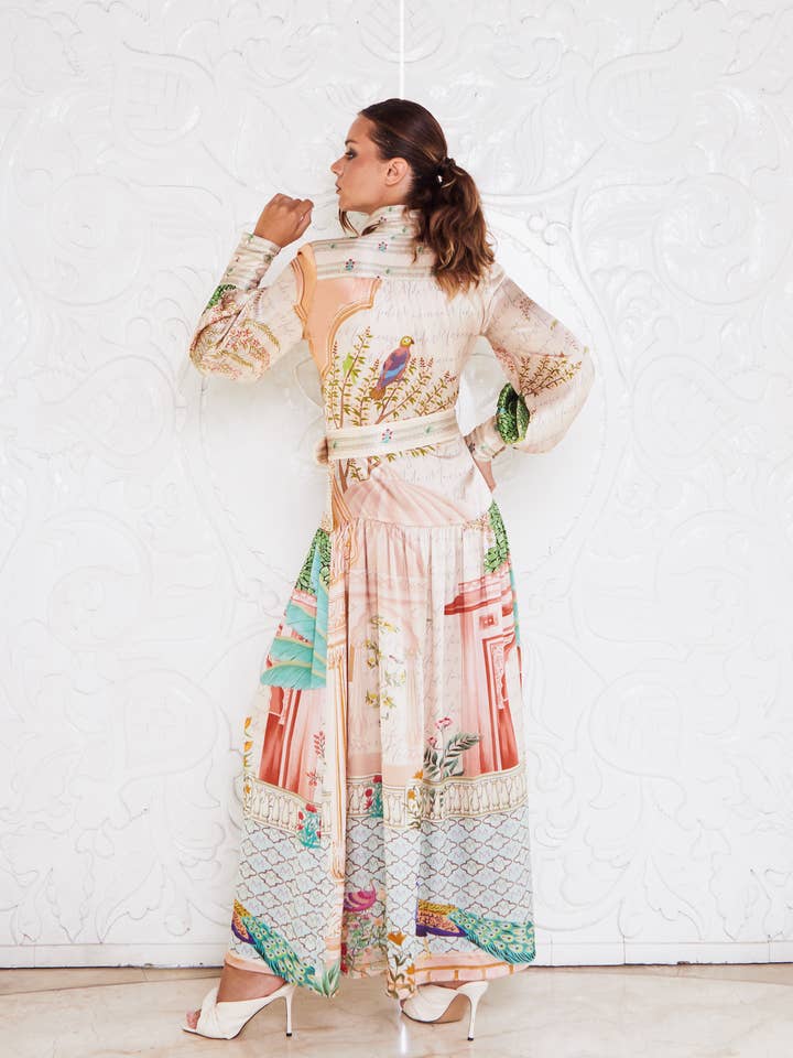 MACKENZIEMODE - Wholesale Dress - Women's - EMPRESS SILK MAXI ~ PEACOCK