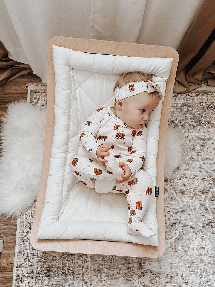 L'ovedbaby - Vente Barboteuse – bébé - Pyjama à pieds avec fermeture éclair à double sens en ours brun