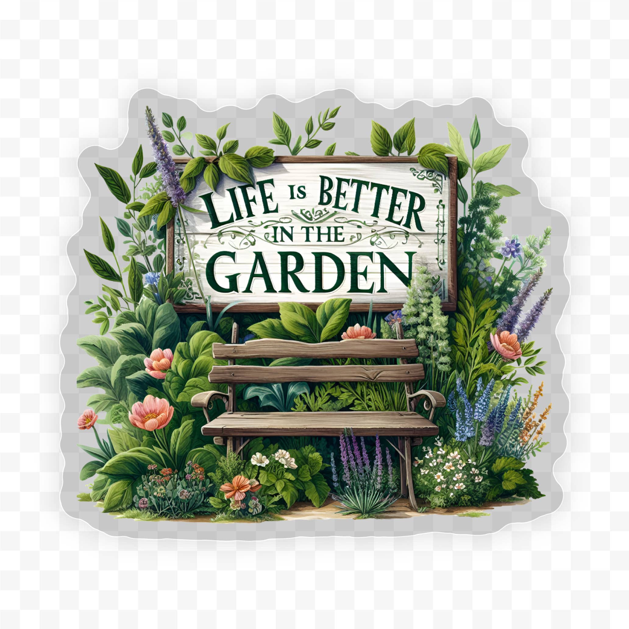 Savannah and James Co - Wholesale Sticker - Life Is Better In The Garden Clear Vinyl, Sticker, 3x3 in.
