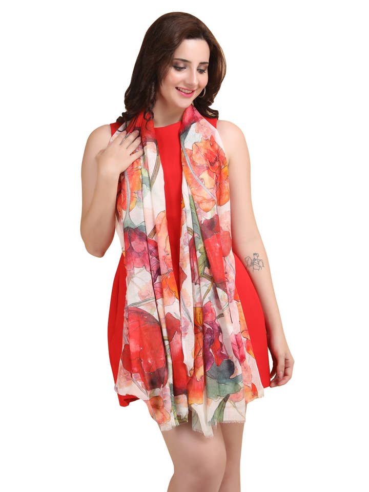 Rose Women's Silk Shawl for wholesale by SIDDHARTH IMPORTS