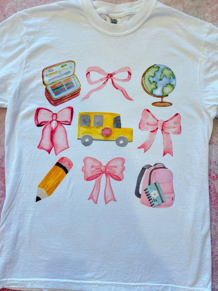 Wills Creek Designs - Wholesale T-Shirt (Graphic) - Women's - Teacher Bow Collage Wholesale Tee1