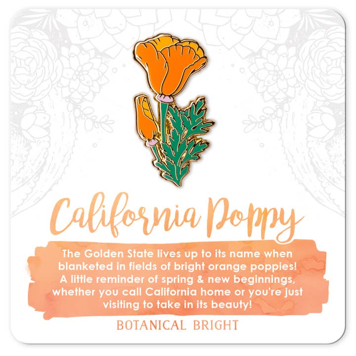 Botanical Bright - Wholesale Lapel Pin/Button - California Poppy Enamel Pin