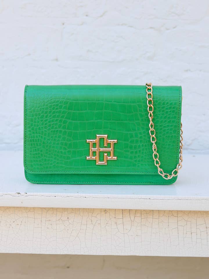 Bryn Clutch/Crossbody Kelly Green EC for wholesale by Caroline Hill