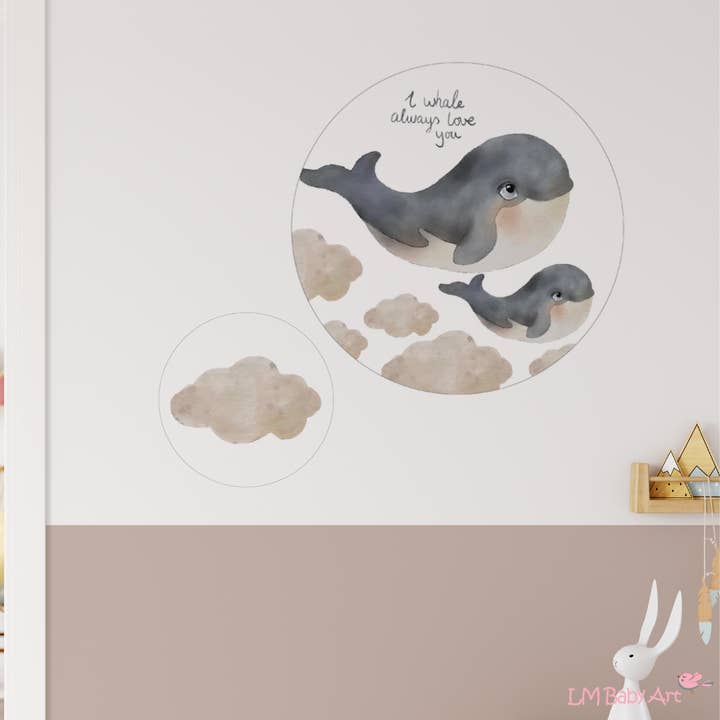 Muurcirkel walvissen roze wolk for wholesale by lm baby art
