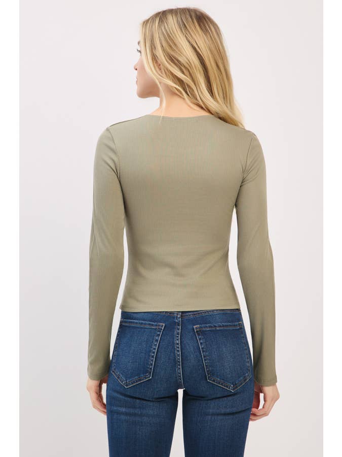 Heart & Hips - Wholesale Knit Top - Women's - RT56762L - FRONT DOUBLE LAYERED CREW NK LONG SLV TOP17