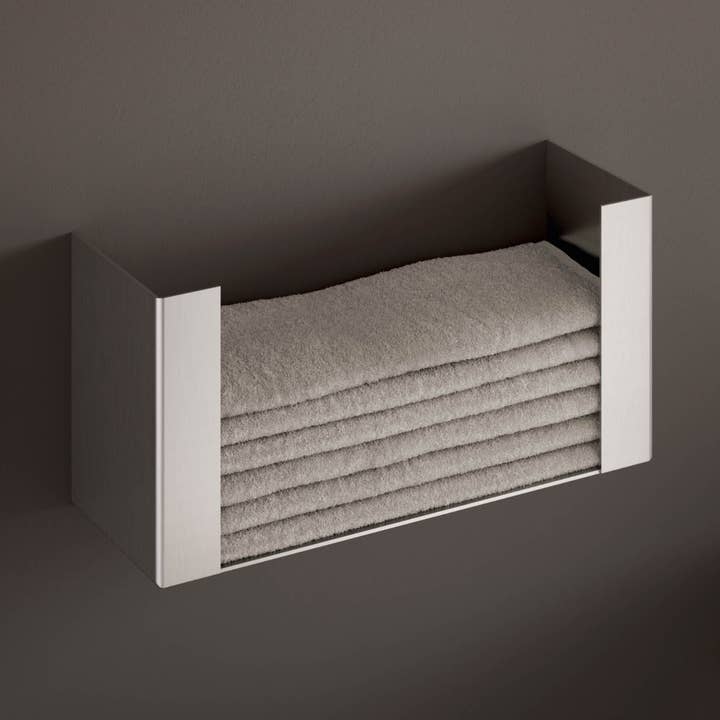 PHOS Design GmbH - Vente Essuie-mains - Porte-serviettes mural en acier inoxydable 30 cm avec 12 serviettes à main grises0