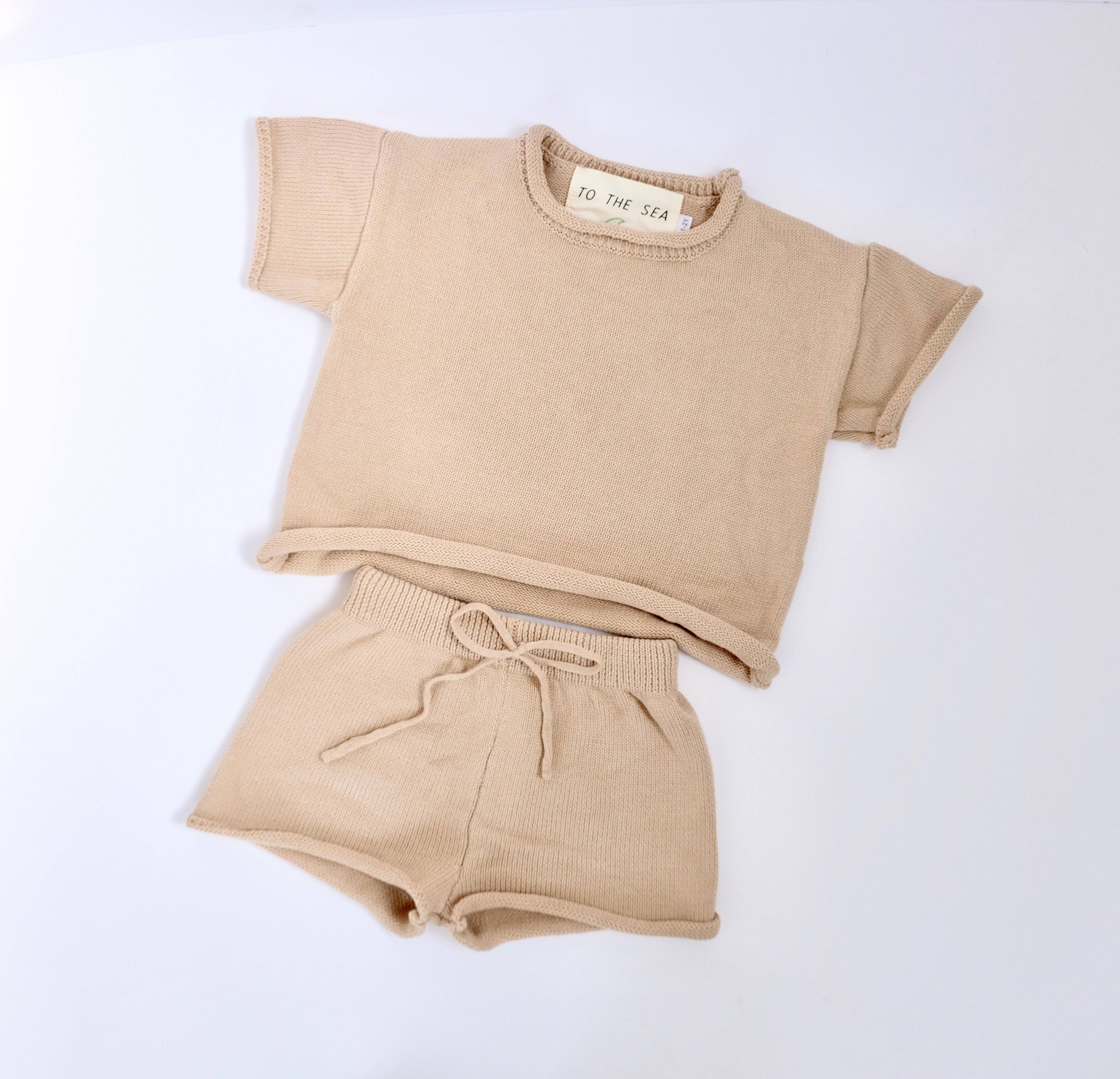 To The Sea - Wholesale Top & Short Set - Kids - Ensemble 2 pièces en tricot de coton - SAND1