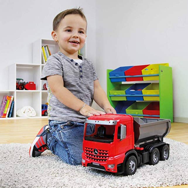 ACTROS Dump Truck Red Silver Black 1:15 Scale By Lena From K for wholesale by KsmToys