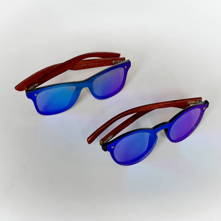 Round Wood Sunglasses : Catseye color shifting lenses for wholesale by Resolute Star