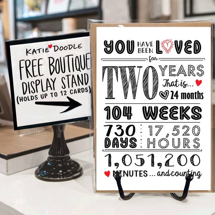 2: a födelsedagskort, gåvor, festtillbehör (Years Loved Two) för wholesale av Katie Doodle | Boutique Greeting Cards & Birthday Gifts