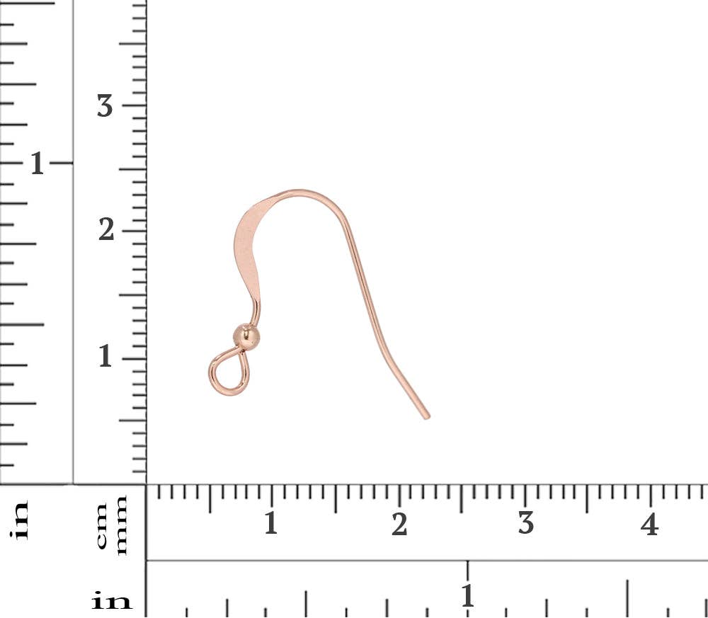 Plazko - Wholesale Jewelry Set - 14Kt Rose Gold Filled Flat Ear Wire 17.3x15mm With 2mm Bead  - 10pcs/pack1