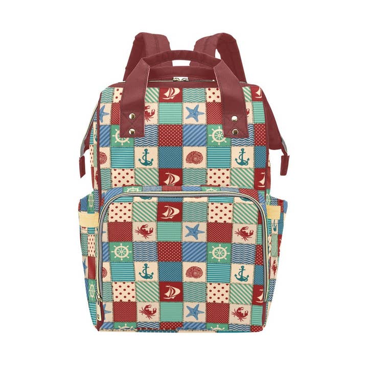 Nautical Sailor Multifunctional Diaper Backpack Bag for wholesale by Pioneer Kitty Market
