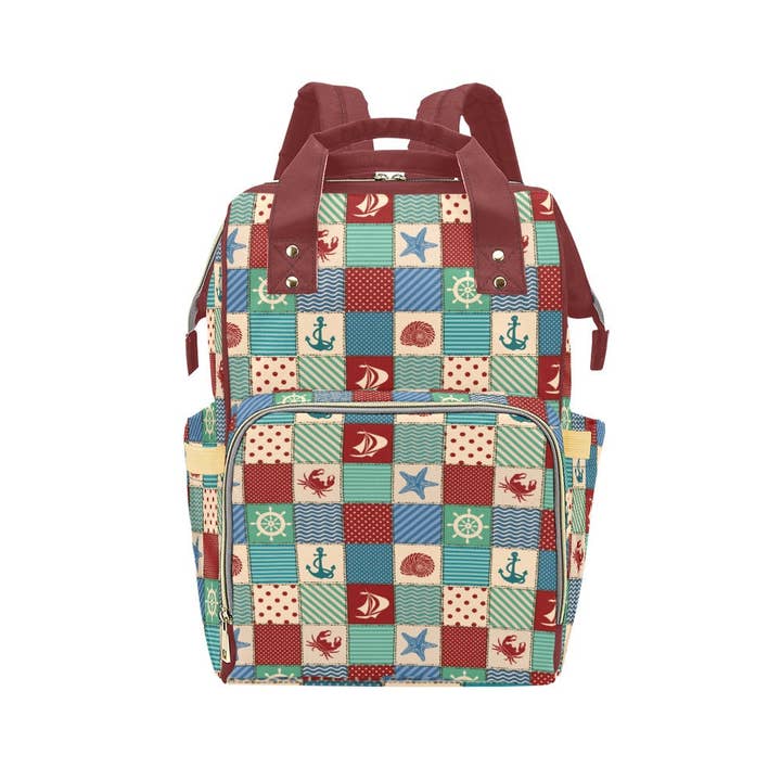 Nautical Sailor Multifunctional Diaper Backpack Bag for wholesale by Pioneer Kitty Market