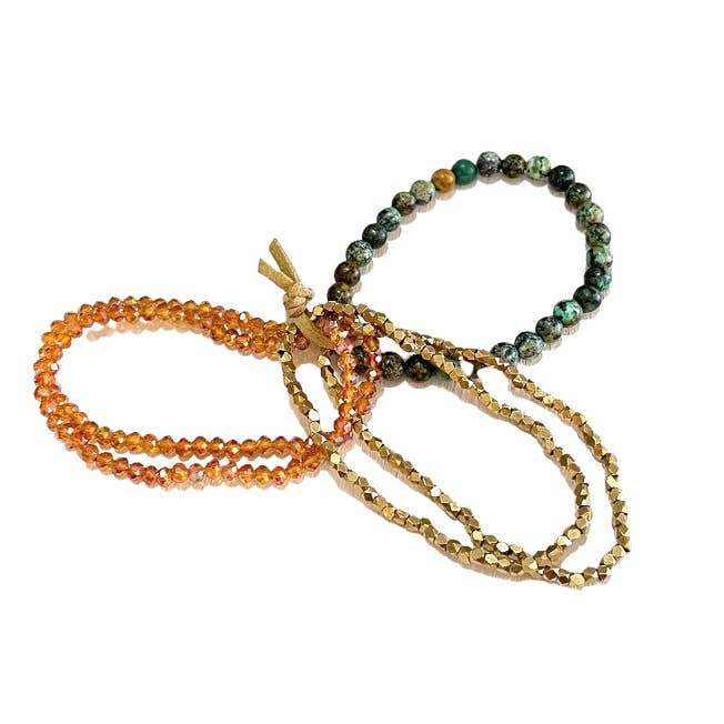 Baizaar - Wholesale Jewelry Set - Turquoise Copper Bracelet Stack