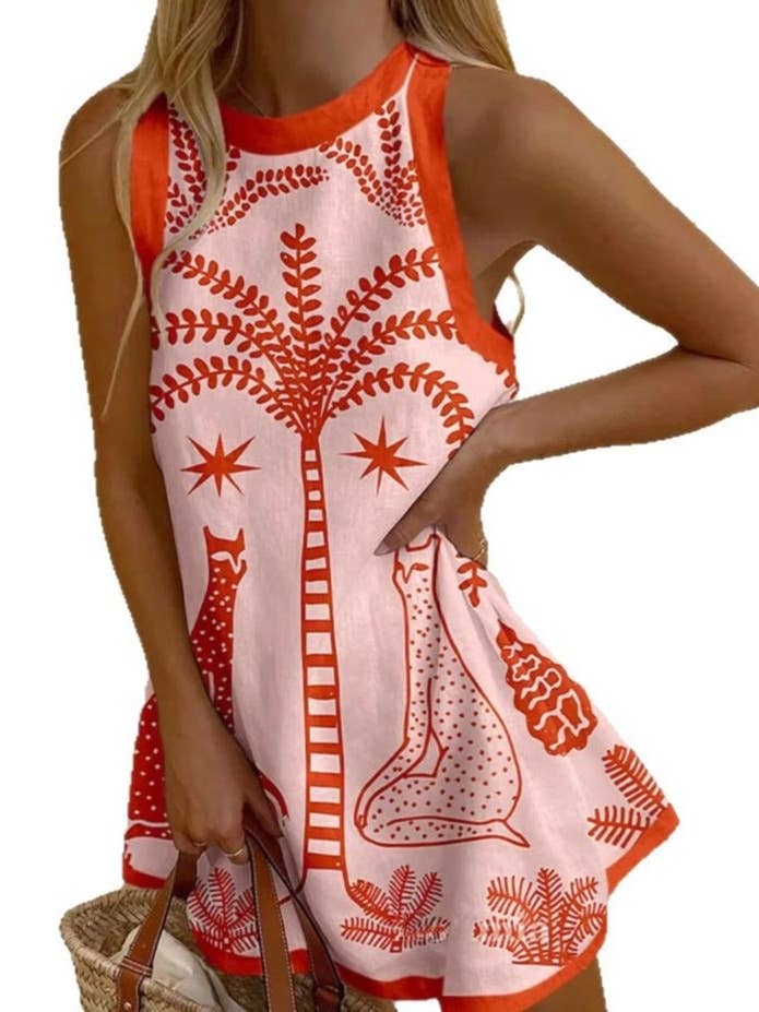 alberalkirk - Wholesale Dress - Women's - New Floral Linen Sleeveless Mini Dress Women N25Z119