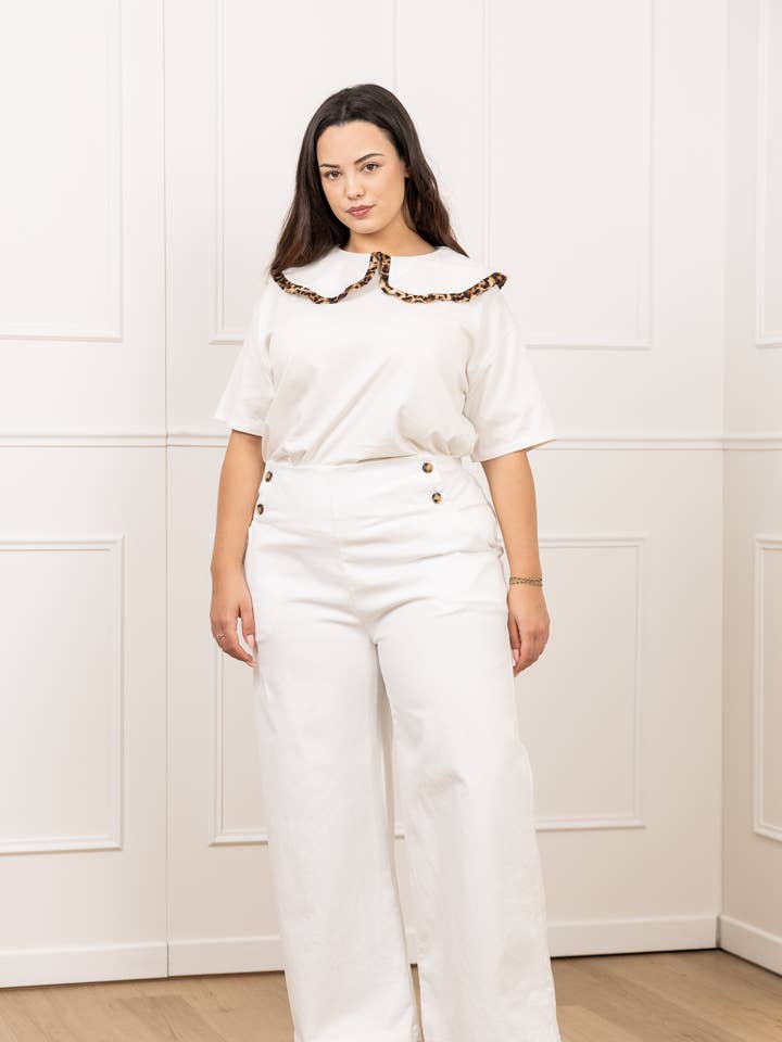 Pépouz' Paris - Wholesale Pants - Women's - PLUS SIZE Pants 97% cotton with buttons PPN2509GT
